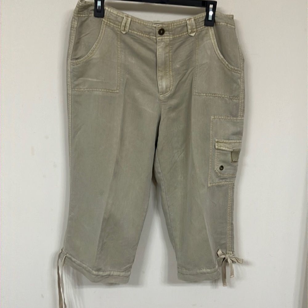 KHAKIS 12P Petite Cargo Wide Leg Drawstring Cropped Pant